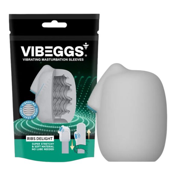 VIBEGGS Наслада от ребра - вибриращо яйце мастурбатор (бяло)