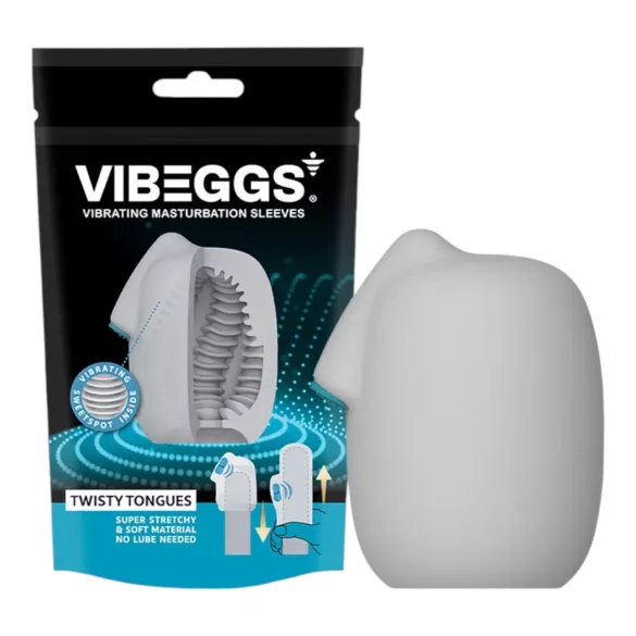 VIBEGGS Twisty Tongues - вибриращо яйце мастурбатор - бял