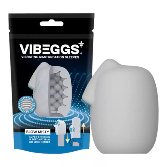 VIBEGGS Blow Misty - вибриращо яйце мастурбатор (бял)