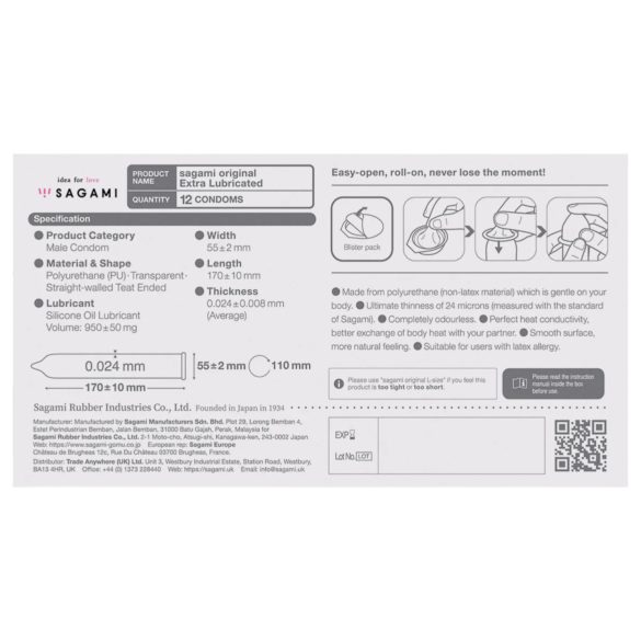 Sagami Original 0.02 - презерватив - ултра тънък, екстра лубрикиран