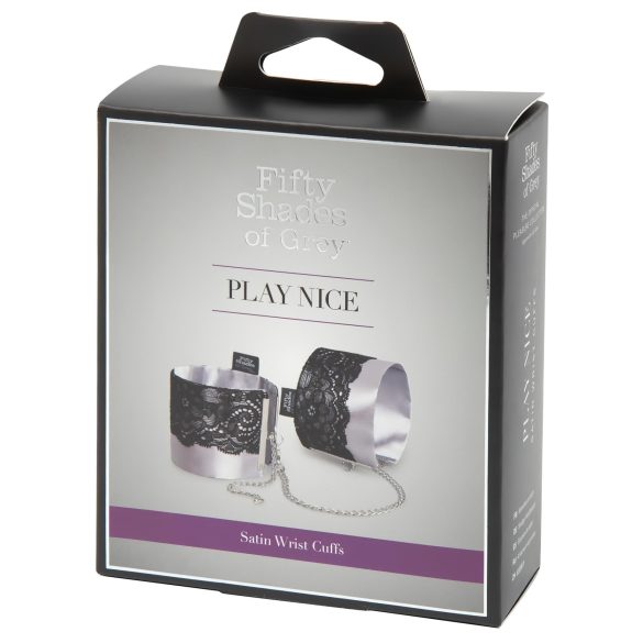Fifty Shades of Grey - сатенени белезници - сребристи
