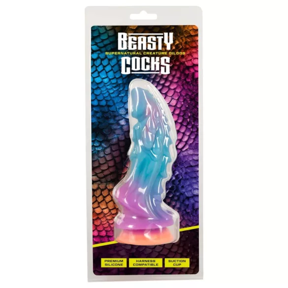 Beasty Cocks - силиконово дилдо извънземна форма - синьо/оранжево