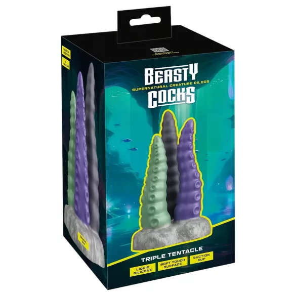 Beasty Cocks - трипъл дилдо - октопод, три пипала, силикон