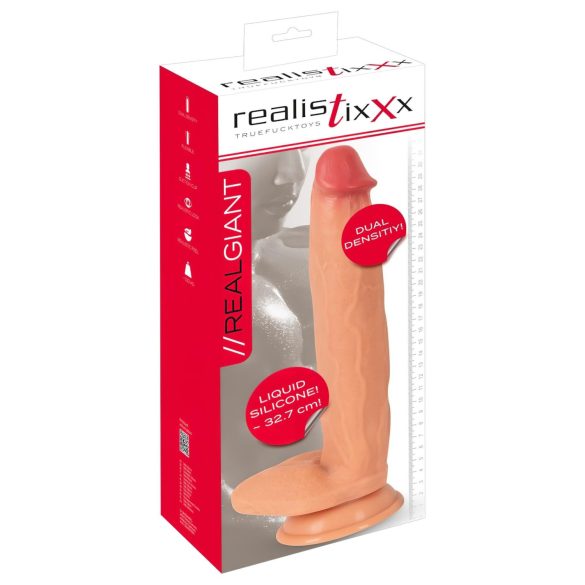 Realistixxx Real Giant - голям реалистичен дилдо с тестиси - телесен цвят