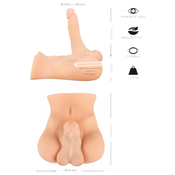 Realistixxx Deluxe Man 02 - мъжки торс - натурален цвят