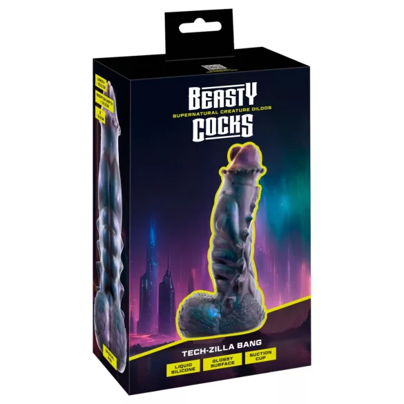 Beasty Cocks Tech-Zilla Bang - чудовищно дилдо с вендуза (лилаво)