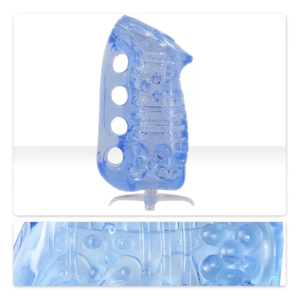 Fleshlight Fleshskins Grip Blue Ice - мастурбатор, отворен от двете страни (син)