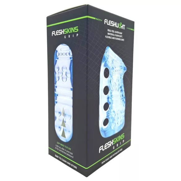 Fleshlight Fleshskins Grip Blue Ice - мастурбатор, отворен от двете страни (син)