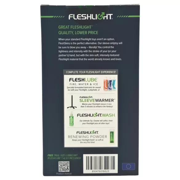 Fleshlight Fleshskins Grip Blue Ice - мастурбатор, отворен от двете страни (син)