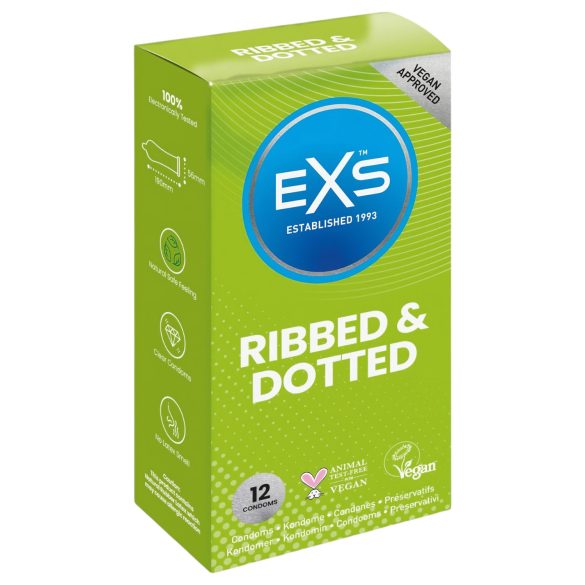 EXS Ребрист и релефен - точки презерватив (12 бр.)