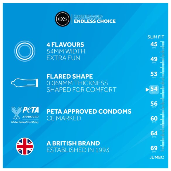 EXS - презервативи - микс вкусове - 12 броя