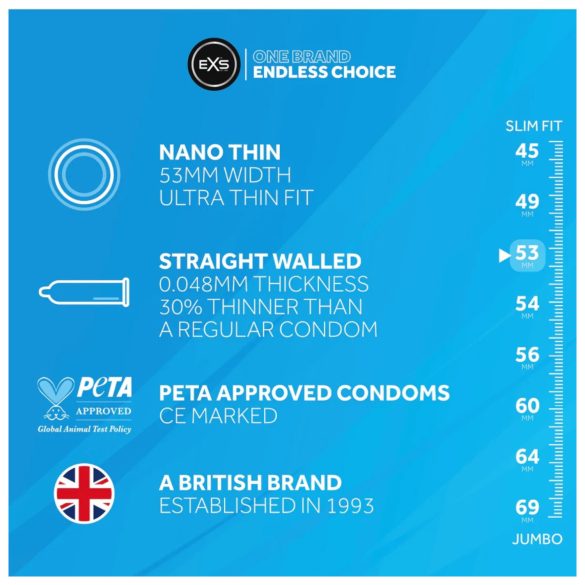 EXS - ултра тънки презервативи - Nano Thin - 12 броя