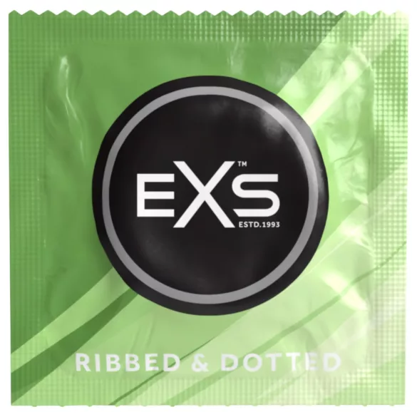 EXS - презерватив с оребряване и точки - 3 броя