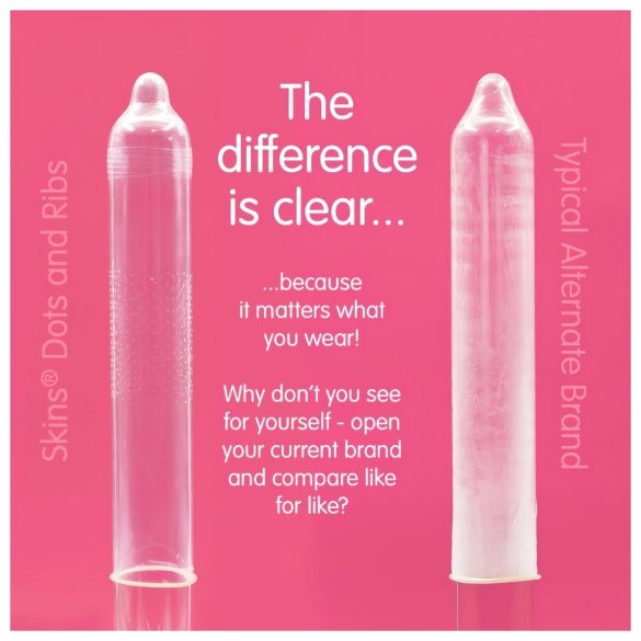 Skins - оребрен и точков презерватив (4 бр.)