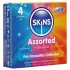 Skins - смесени презервативи - оребрени, натурални, екстра тънки (4 бр.)