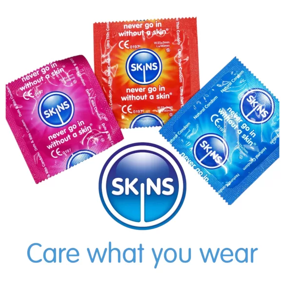 Skins - смесени презервативи - оребрени, натурални, екстра тънки (4 бр.)