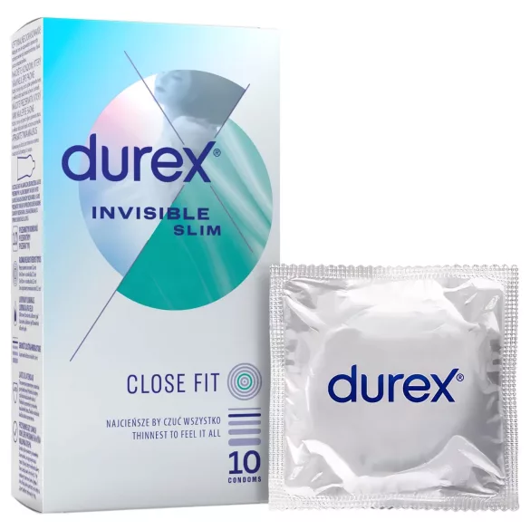 Durex Invisible Slim - тънки презервативи - 10 броя