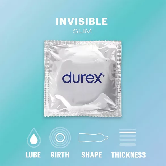 Durex Invisible Slim - тънки презервативи - 10 броя