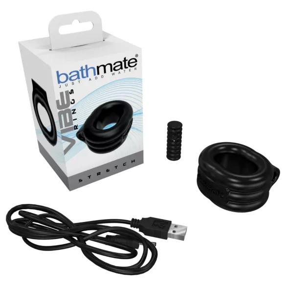 Bathmate Vibe Ring Stretch - акумулаторен вибриращ пенис пръстен (черен)