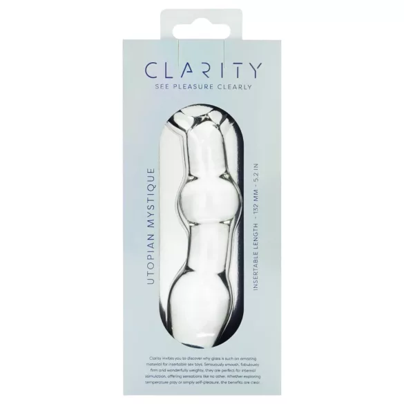 Clarity Utopian Mystique - ореблено стъклено анално дилдо (прозрачно)
