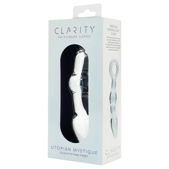 Clarity Utopian Mystique - ореблено стъклено анално дилдо (прозрачно)