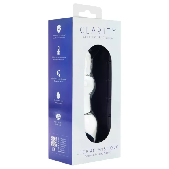 Clarity Utopian Mystique - ореблено стъклено анално дилдо (прозрачно)