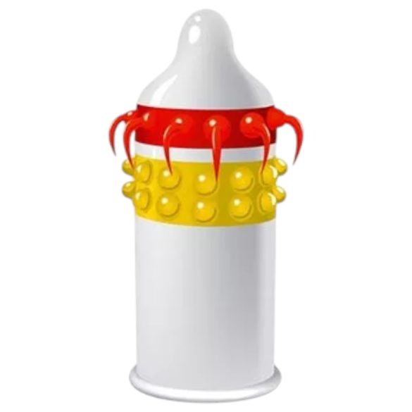 Egzo Lucky Dude - релефен презерватив с шипчета и пипала (1 бр.)