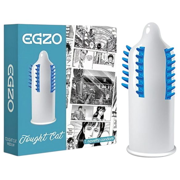 Egzo Tough Cat - презерватив с текстурирани и рингови издатини (1бр.)