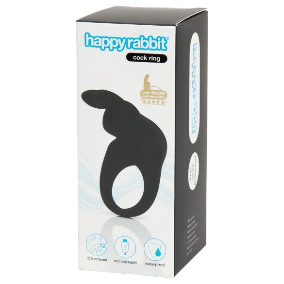 Happyrabbit Cock - акумулаторен вибриращ пенис пръстен (черен)