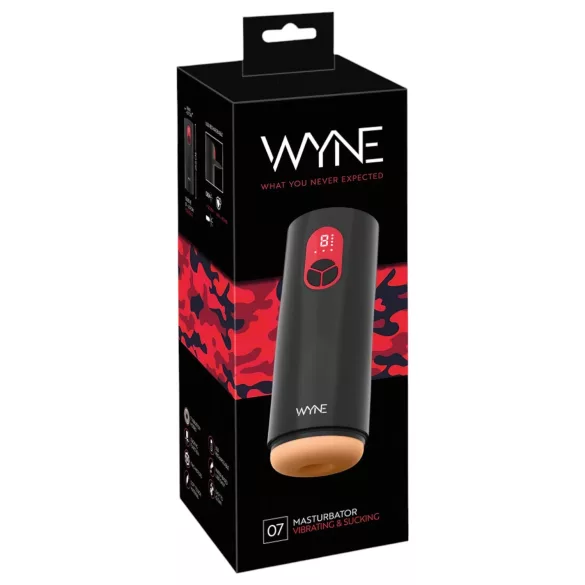 WYNE 07 - мъжки мастурбатор с вибрация и вакуум - черен, акумулаторен