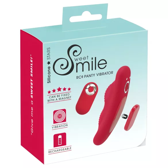 Smile - вибриращ бикини с дистанционно - акумулаторен - червен