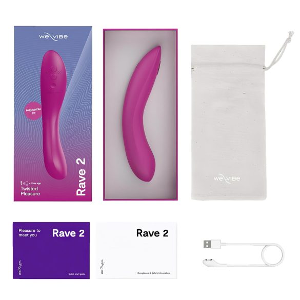 We-Vibe Rave 2 - вибратор за G-точка с презареждаща се батерия, смарт, розов