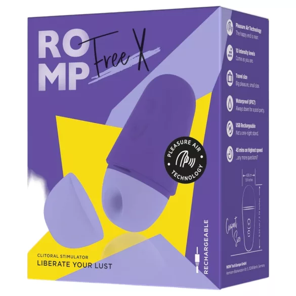 ROMP Free X - вибриращ клитор стимулатор с въздушни пулсации - лилав