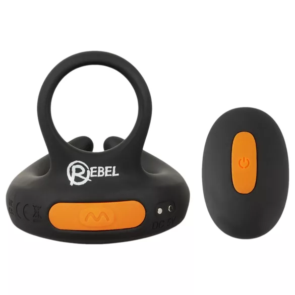 Rebel - вибриращ пръстен за пенис и вибратор за тестиси - черен