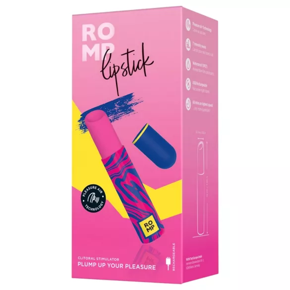 ROMP Lipstick - вибратор за клитора с въздушни вълни - розов, акумулаторен
