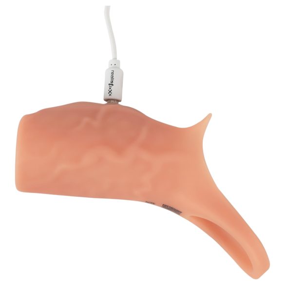 Realistixxx - пенис удължител с вибрация и отвор - телесен цвят