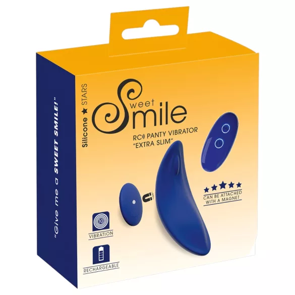 Smile - носим супер тънък вибратор за бикини с дистанционно управление (син)