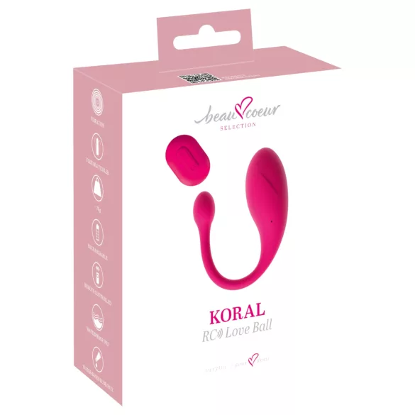 Beau Coeur Koral - вибриращо яйце с дистанционно управление (розово)