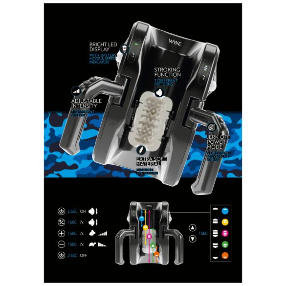 WYNE 10 - автоматичен мастурбатор с дръжка - черен