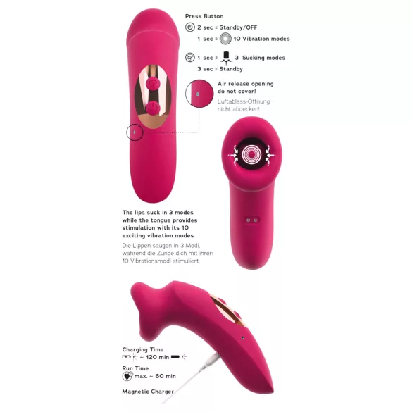 You2Toys Oral Fun - вакуумен и езичков стимулатор за клитор (розов)