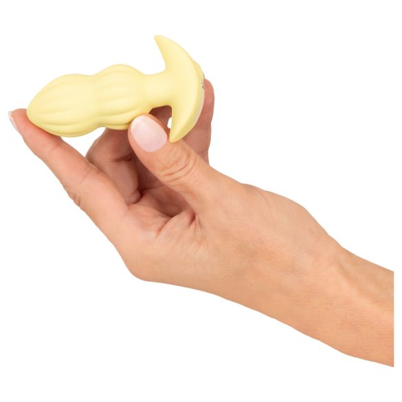 Cuties Mini - анален плъг с вибрация - релефен - жълт