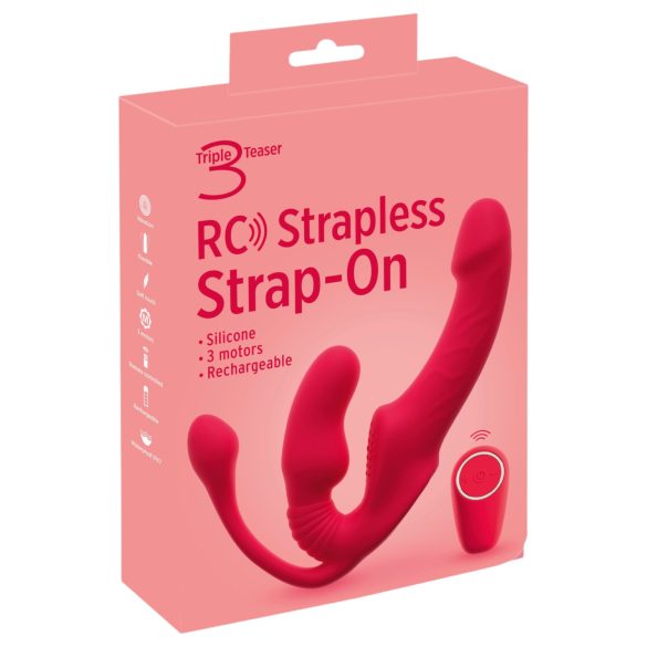 You2Toys Strapless - страп-он вибратор с три рамена (розов)