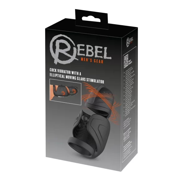 Rebel - пенис вибратор за мъже с подвижен стимулатор на главичката (черен)