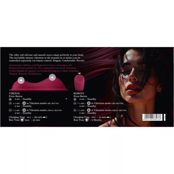 Vibepad Intense 2 - вибрираща възглавница с дистанционно управление (червена)