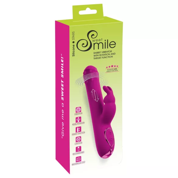 Sweet Smile - вибратор с тласкащи и въртящи се движения и клиторен стимулатор (розов)