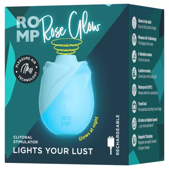 ROMP Rose Glow - въздушно-вълнов вибратор за клитор (син)