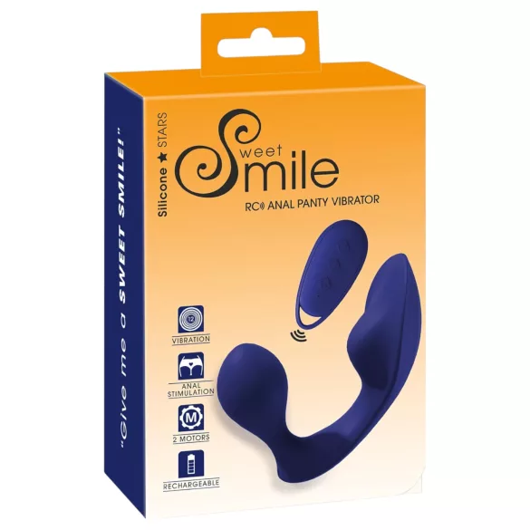 SMILE - вибратор за бикини и анално с дистанционно - син