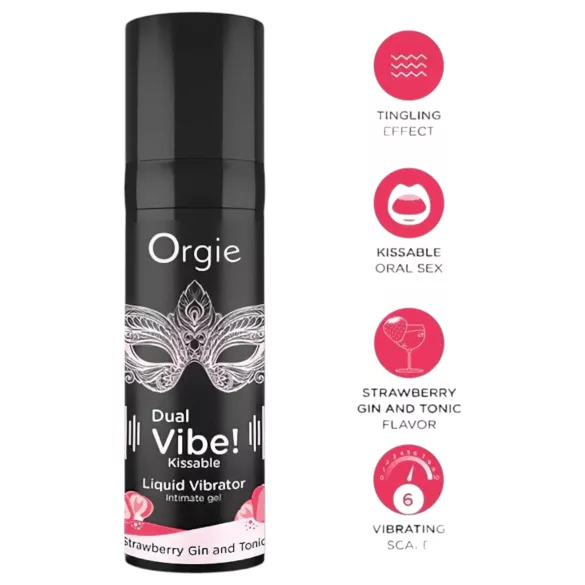 Orgie Dual Vibe - унисекс течен вибратор - Ягода - Джин-тоник (15 мл)