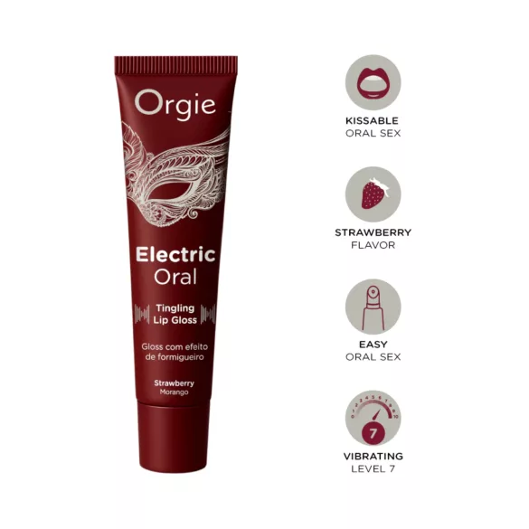 Orgie Electric Oral - блестящ гланц за устни с гъделичкащ ефект - ягода (10 ml)