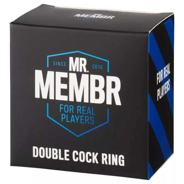 MR.MEMBR - двоен пръстен за пенис и тестиси (черен)